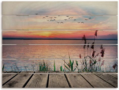 Artland Holzbild Der See In Den Farben Der Wolken Seebilder 1 St
