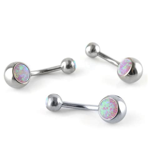 Pink Opalite Titanium Belly Button Ring