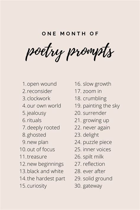 One Month Of Poetry Writing Prompts Writing Prompts Poetry Writing