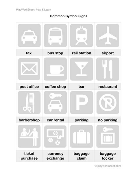 Common Symbol Signs Pictograms Free Printables For Kids