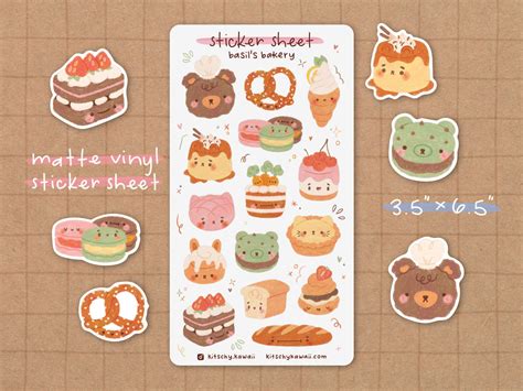 Bakery Sticker Sheet Cute Stickers Kawaii Stickers Cute Etsy Cute