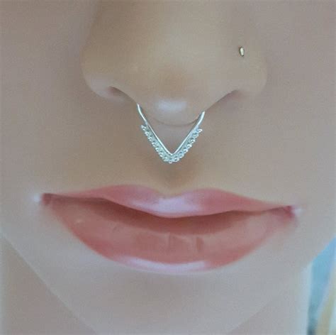 Triangle Septum Ring 925 Sterling Silver Septum Ring Silver Etsy