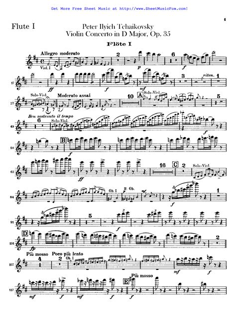 Free Sheet Music For Violin Concerto Op35 Tchaikovsky Pyotr By