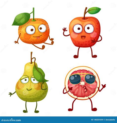 Funny Fruit Character Isolated On White Background Stock Vector