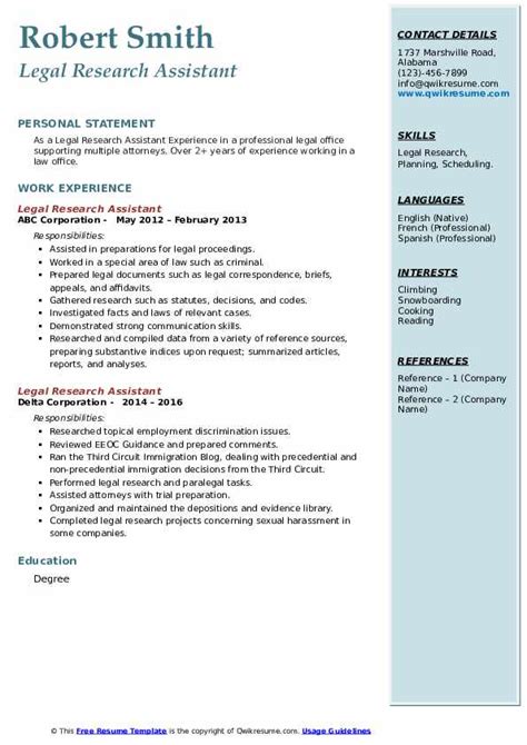 We have jobs, including temporary and permanent positions to help you reach your career goals. Legal Research Assistant Resume Samples | QwikResume