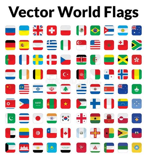 World 3d Flags Set Vector Illustration 10eps Stock Illustration