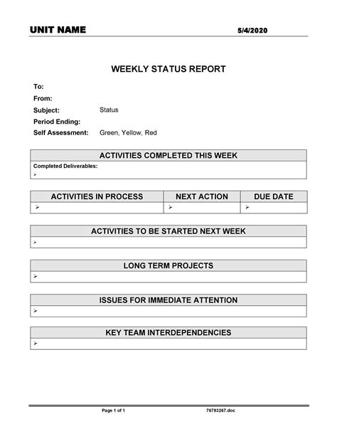 Lean Status Report Template