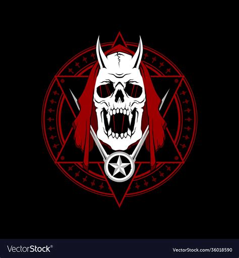 Satanic Pentagram Devil Skull With St Royalty Free Vector