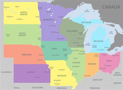 Printable Map Of Midwest States