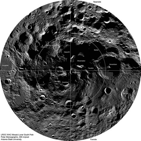 Image Of The Lunar South Pole Showing The Position Of Shoemaker Crater