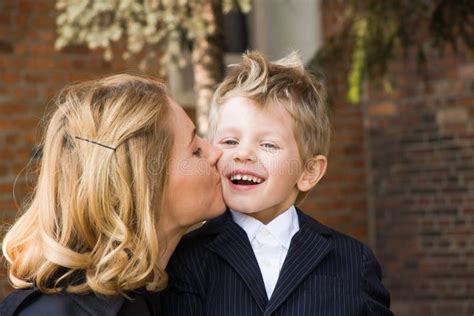 Mother Giveing Her Son Kiss Stock Photo Image Of Mother Happy 9164850