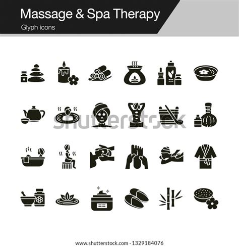 massage spa therapy icons glyph design stock vector royalty free 1329184076 shutterstock