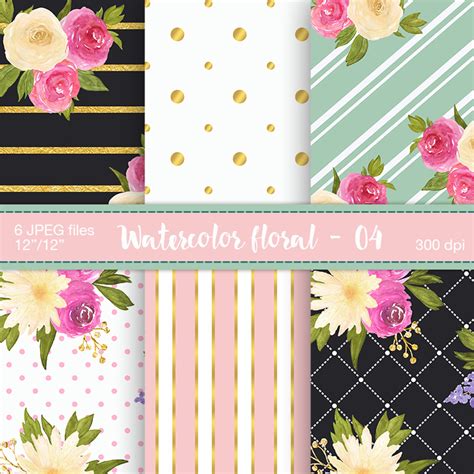 280 free vector graphics of floral pattern. Watercolor Floral Digital Papers - Digital Floral Patterns ...