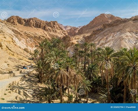 Mountain Oasis Chebika In Sahara Desert Tunisia Stock Photo Image Of