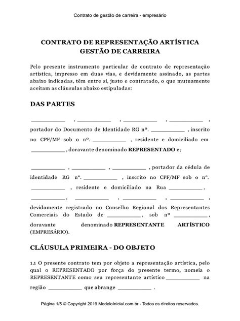 Contrato Gestao Carreira Empresario 11096180 Pdf