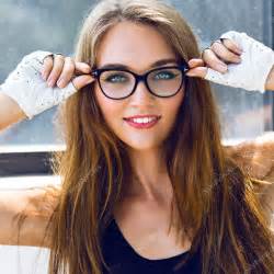 Woman Wearing Clear Hipster Glasses Stock Photo By ©annharitonenko 79461366