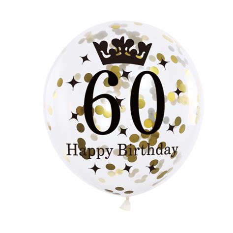 60th Birthday Balloon Set Black And Gold 30 Cm 6 Pcs Latex