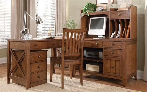 Hearthstone Rustic Oak Finish L Shaped Home Office Desk