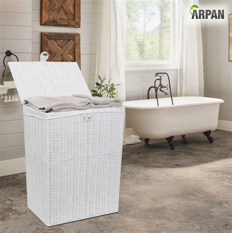 Laundry Basket Medium White Resin With Cloth Liner Lid And Lock