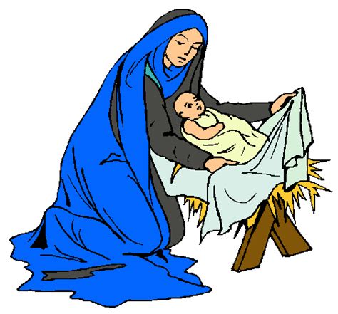 Dibujo De Nacimiento Del Niño Jesús Pintado Por Virgen En