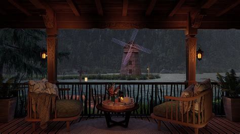 Rainy Night Ambience 🌙 Relax On Your Cozy Lake House Porch On A Windy