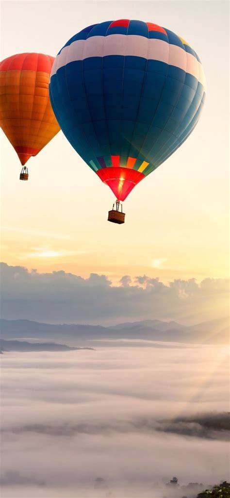 Hot Air Balloons Mountains Landscape Iphone X Wallpapers Free Download
