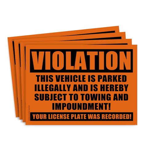 10 Orange Violation No Parking Towing Sticker No Parking Stickers