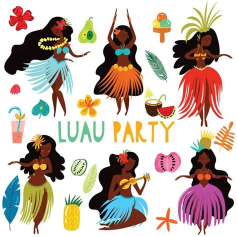 Hawaiian Aloha Party Invitation With Hawaiian Hula Dancing Girl In Tropical Jungle With Palm