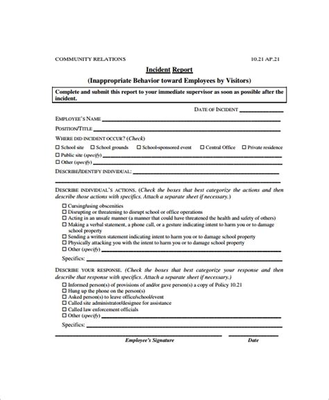 employee incident report templates   ms