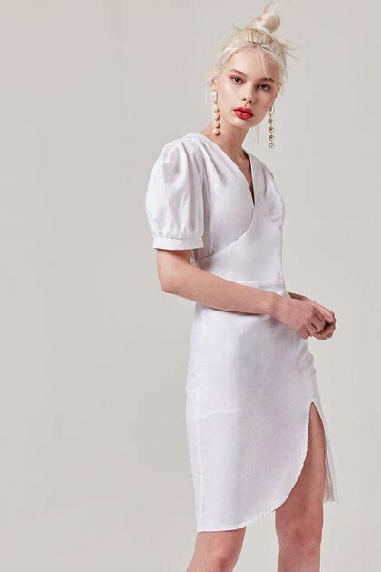 White Side Slit Dress Oroshe