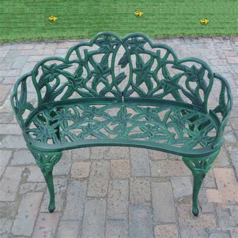 Oakland Living Lily Garden 37 In Decorative Curved Metal Bench Verdi