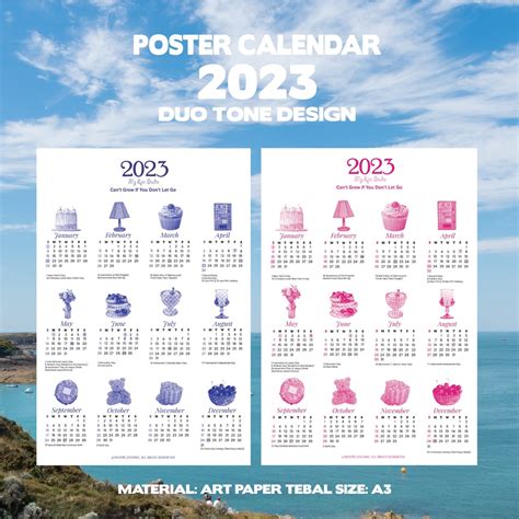 Jual 2023 Poster Calendar Duo Tone Packing Tabung Poster Kalender Duo