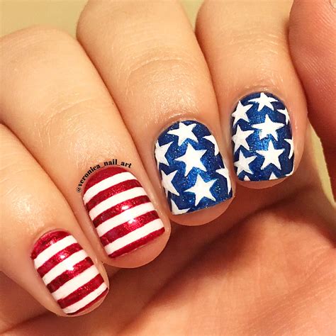 Easy And Simple 4th Of July Glitter American Flag Nail Art For