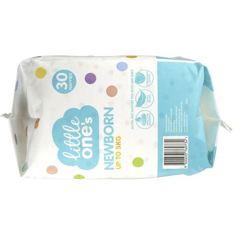 Little Ones Ultra Dry Nappies Newborn Up To 5kg Boys And Girls 30 Pack