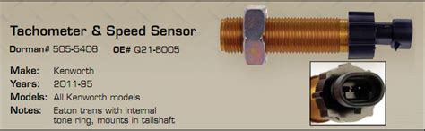 Speed Sensor Hd Fits 95 10 Kenworth 95 11 Peterbilt Dorman 505 5406