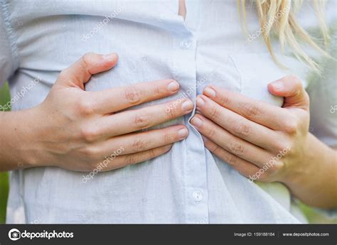 Woman Holding Her Boobs Stock Photo Ocskaymark