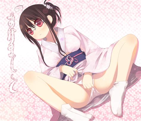 Kashiwamochi Yomogi Arima Senne Original 1girl Ahoge Blush Breasts Clothing Aside Female
