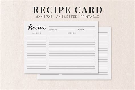 Recipe Card Template Printable Throughout