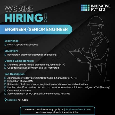 Innovative Pvt Ltd Jobs Engineer Senior Engineer