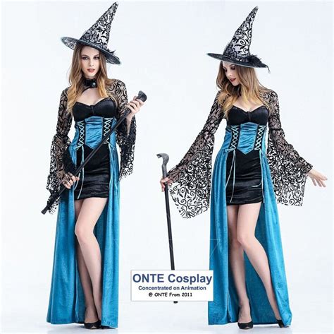 Sexy Witch Costumes Deluxe Adult Womens Magic Swallowtail Long Fancy Dress For Halloween Party