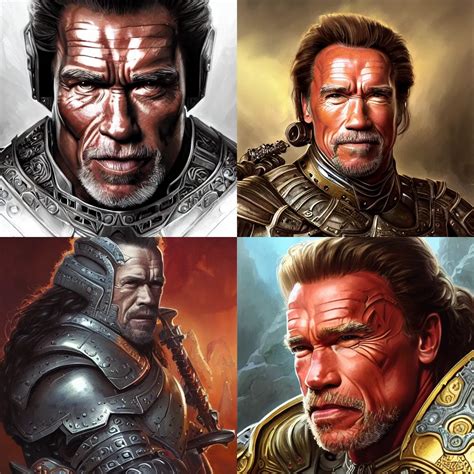 Portrait Of Arnold Schwarzenegger Wearing Armor Dandd Stable