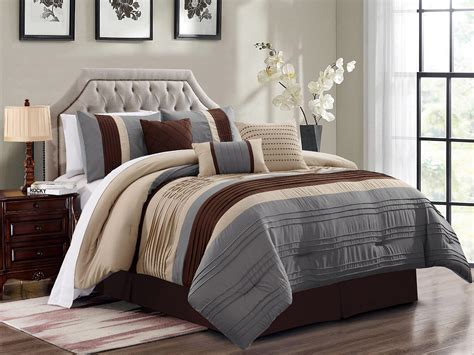 Shop for dark gray comforter at bed bath & beyond. 7-Pc Liam Pleated Pintuck Stripe Comforter Set Beige Brown ...