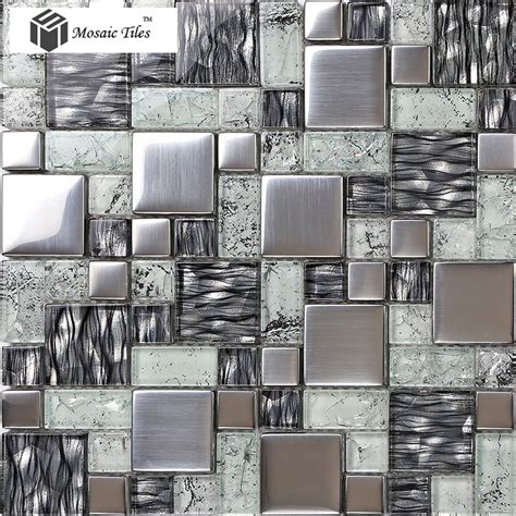 Tst Crystal Glass Tile Glossy Mosaics Silver Inner Crackle Grain
