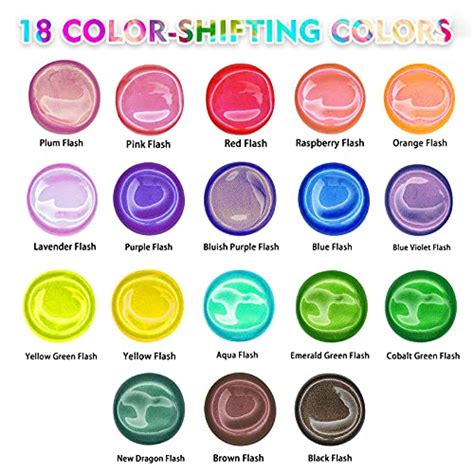 Iridescent Acrylic Paint Abeier Set Of 18 Chameleon Colors 2 Oz 60ml Bottles Color Shifting
