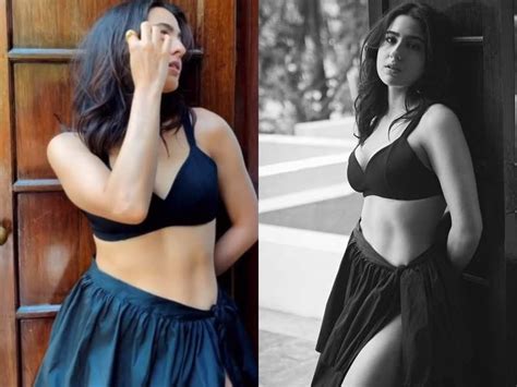 Sara Ali Khan Looks Sizzling Hot In Bra Top And Tiered Skirt