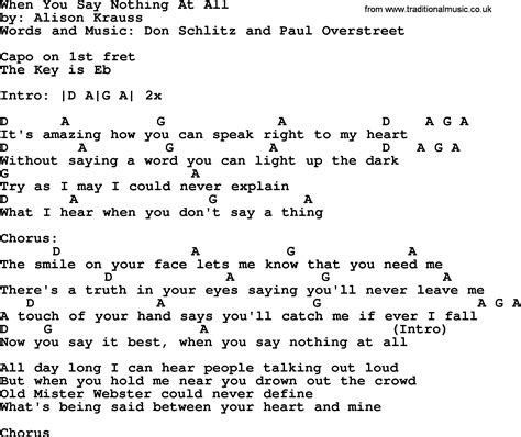 When You Say Nothing At All Bluegrass Lyrics With Chords