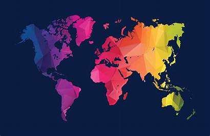 Map Colour Polygonal Multi Colourful Maps Wall