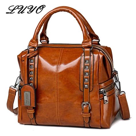 New Vintage Genuine Leather Oil Wax Luxury Handbags Women Bags Designer