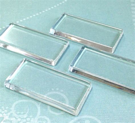 Qty 10 Clear Glass Rectangle Tiles 24mm X 48mm Pendant