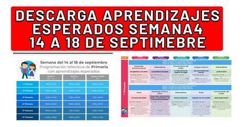 Aprendizajes Esperados Semana 4 Del Nivel De Primaria Del 14 Al 18 De